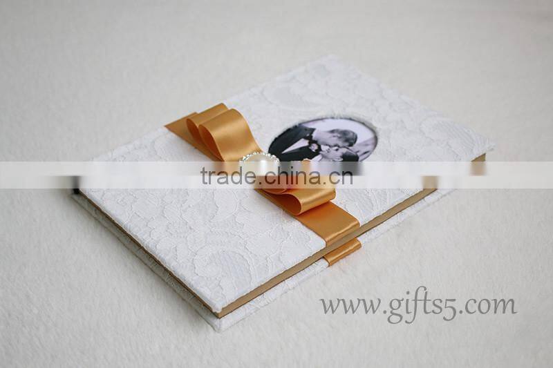 Lace white fabric Wedding Signature Guest Book