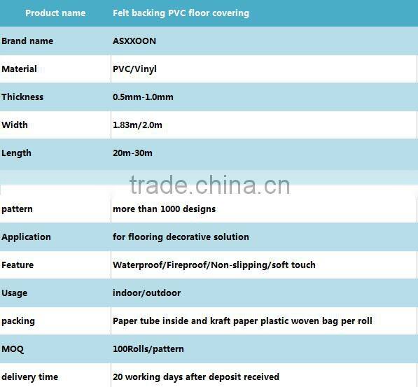 70g PET Printing film Linoleum Flooring with non-woven fabric