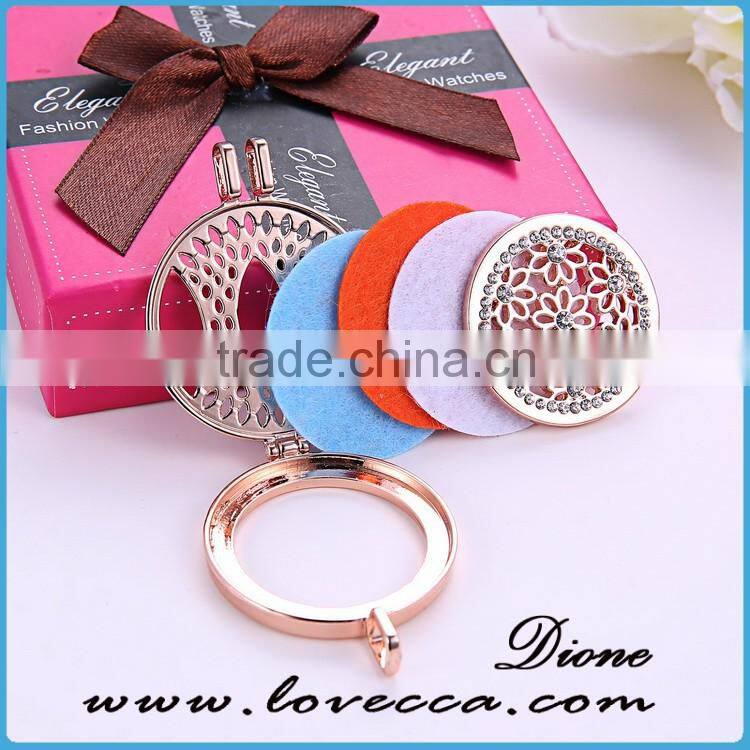 Rose gold Aroma Jewelry Essential Oil Diffusing Locket Pendant Necklace For Aromatherapy