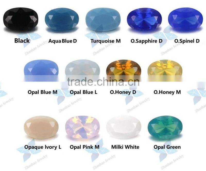 beautiful colored wax setting oval shape nano crystal glass stone