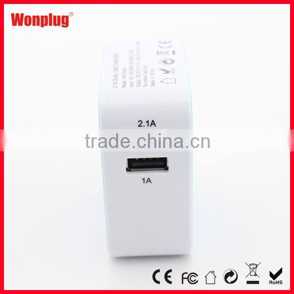 2 port USB multi use mobile phone home charger with 4 interchangeable EU US UK AU plug