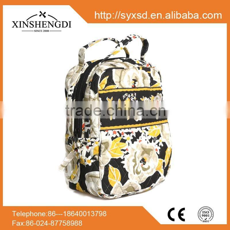 RE031 2015 New Arrival cotton floral quilted girl's large school laptop backpack