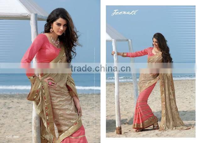 Casual Cream Georgette Designer Saree For Sale Online