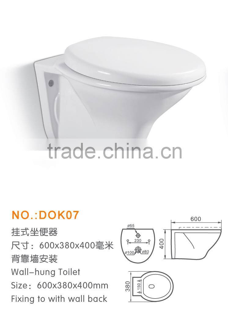 Hot sales wc clean ceramic bathroom grade A clean wall hung toilet DOK011