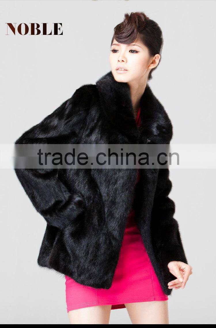 sale natural black mink fur coat with factory price