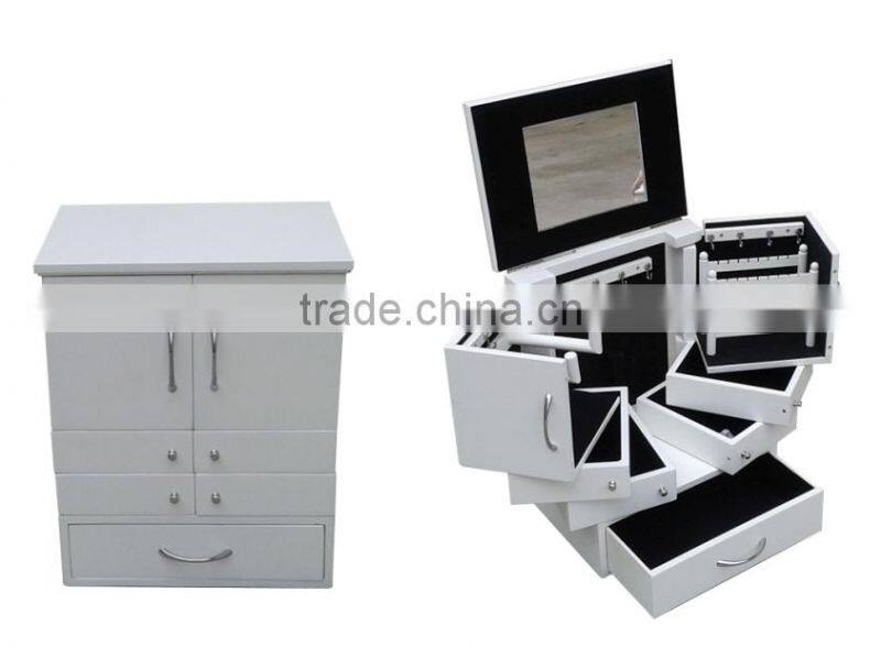 wooden makeup case with dressing mirror