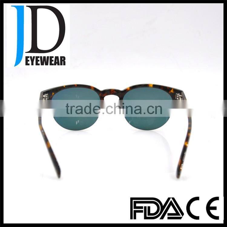 newest design plastic acetate custom made half frame sunglasses with gold mirror lenses
