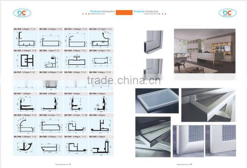Square Shape and 6000 Series Grade aluminum glazing profile for wardrobe