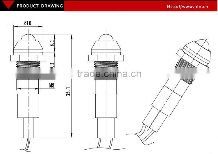 220v new metal led PCB high LED 8mm red indicator light