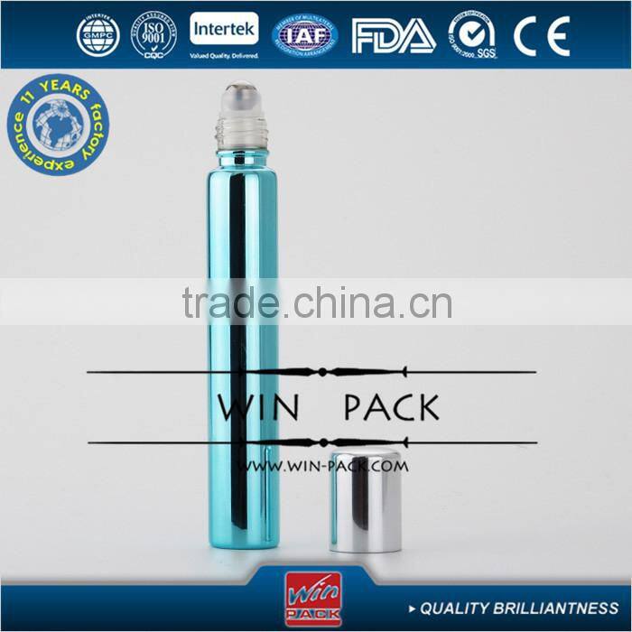 5ml 7ml 8ml 10ml shiny blue roll-on bottle with Aluminum cap