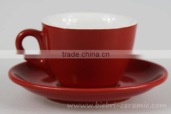 220cc Yellow And White Two-tone Color Glazed Ceramic Stoneware Coffee Tea Cups & Saucers Sets