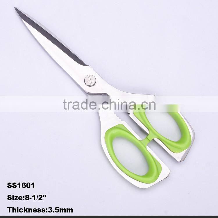 SS16001 -2016 New style and style 8.5" high quality full stainless steel kitchen scissors with TPR handle