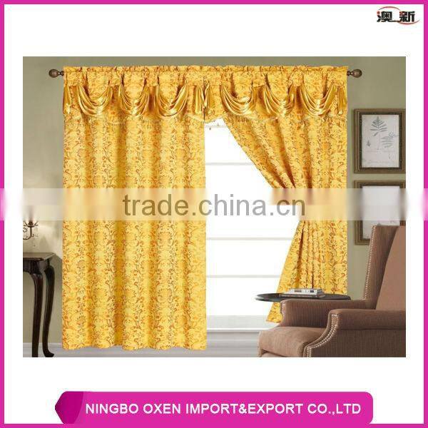 Polyester Yarn Dyed Jacquard Window Curtain With Valance and Lining