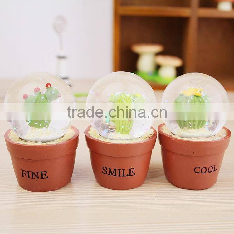 Cute Resin Cactus Custom Mini Snow Globe