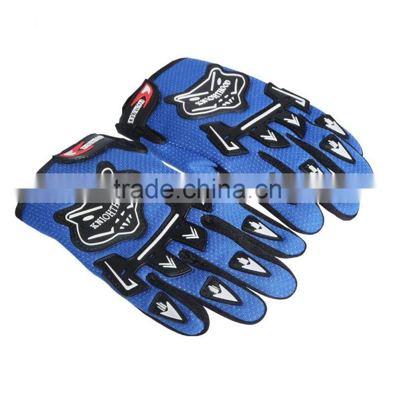 Youth Blue Skull Dirt Bike ATV Motocross Helmet Goggles+Gloves+Interphone S M L