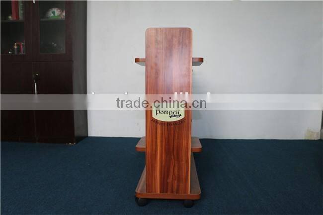 Customized flooring detachable 4-tier wheels retail store wood display shelf