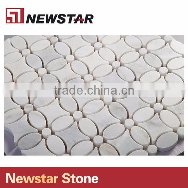 Newstar Hot Saling Italian White Carrrara Marble Flower Shape Mosaic