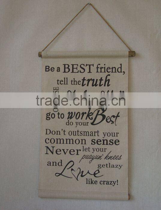 2016 new style antique linen printing wooden frame for wall decoration