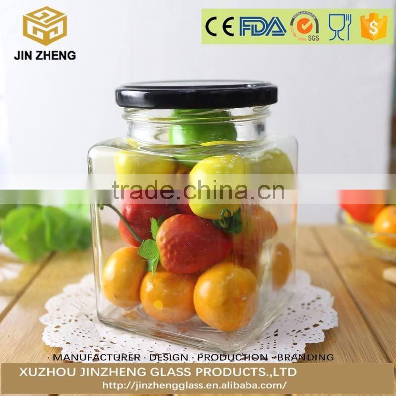 square glass jelly jam honey jar with Screw Lid 500ml