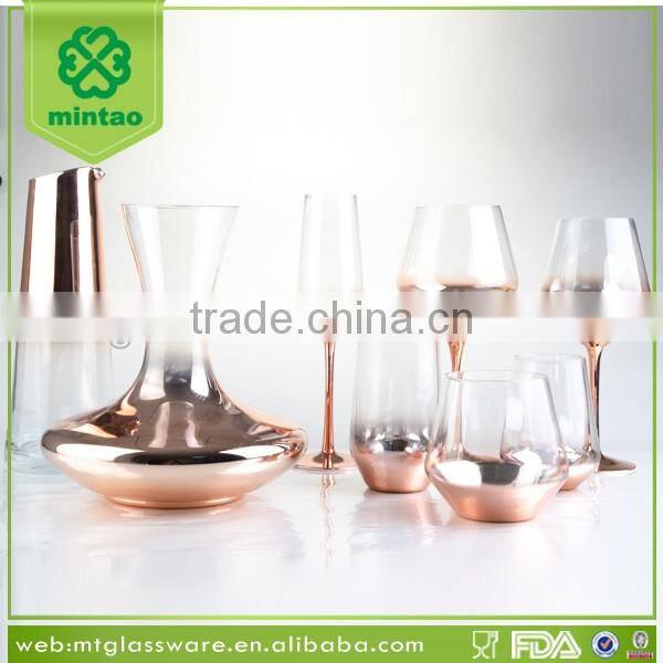 hot selling copper foil cut wine decanter glass