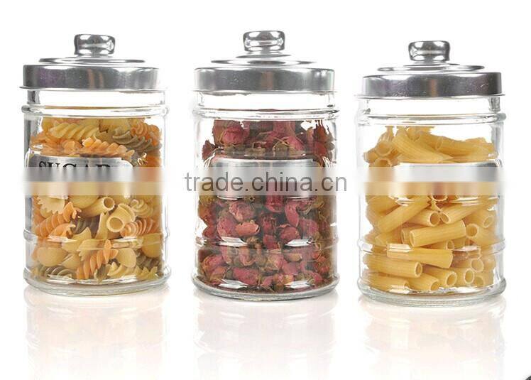 ZIBO direct cover clear cylinder glass cookie/coffee/tea jar with metal lid