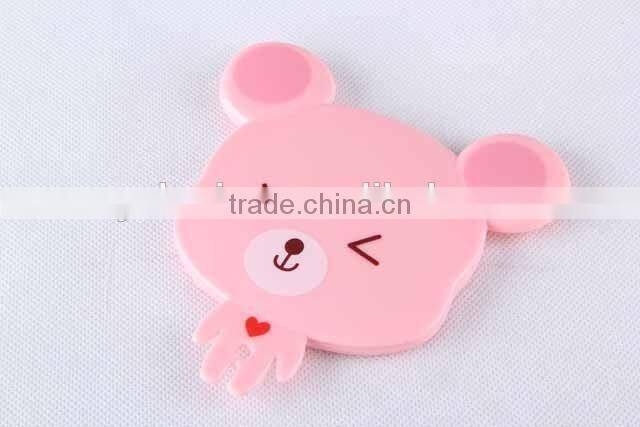 Cartoon bear shaped printed plastic sliding cover mirror