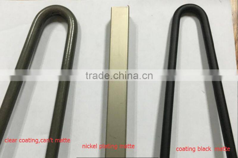 16 inches solid steel black metal iron chair 2 rod hairpin legs