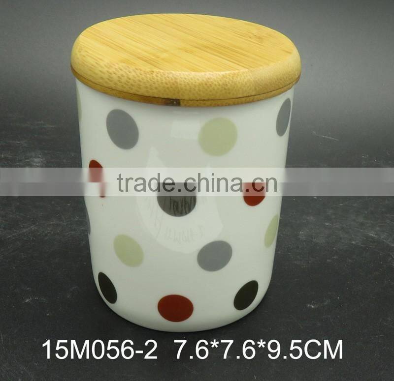 Hot selling modern storage ceramic jar with wooden lid