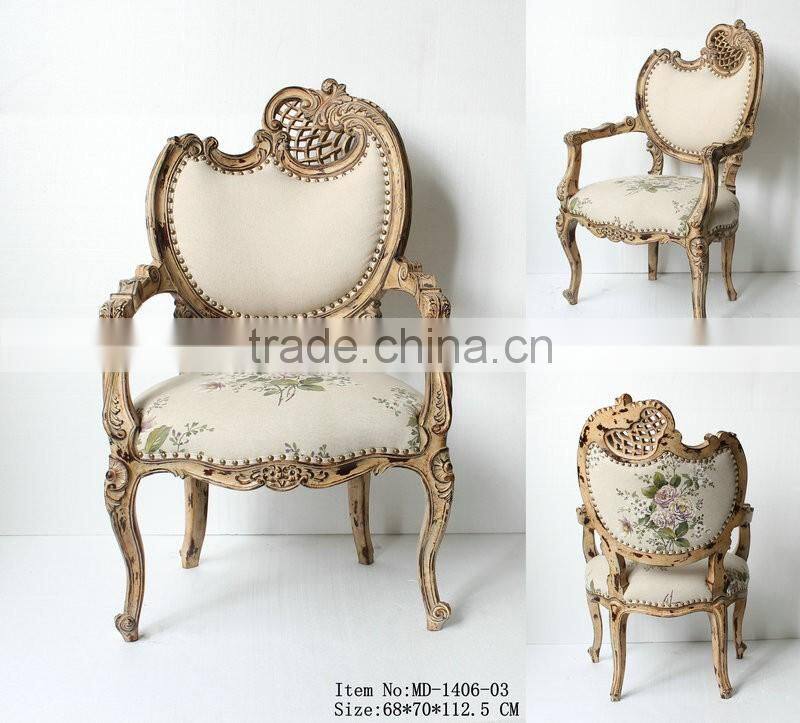 China hot sales antique style wedding chair for bride and groom