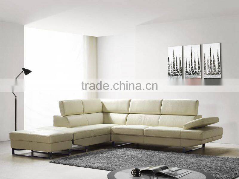 JR8040 elegant chic contemporary coffee color cow leather L shape living room luxury sofa set home furniture new