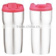 450ml stainless steel inner plastic outer steel vacuum cup/auto mug/Travel mugs with TPR handle