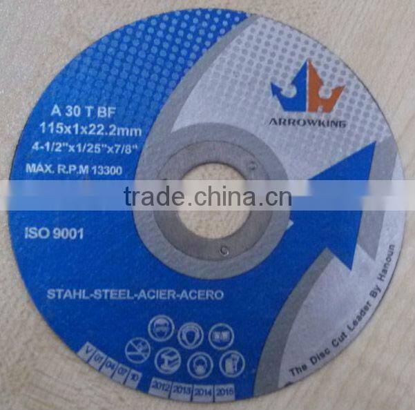 4.5" 115x1x22.2mm Flat Resin cutting wheel for Metal