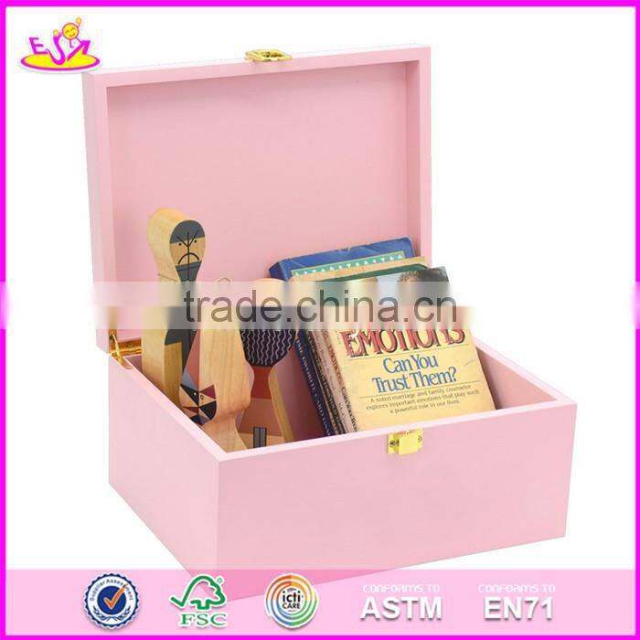 2017 new products girls pink wooden storage bins W08C175