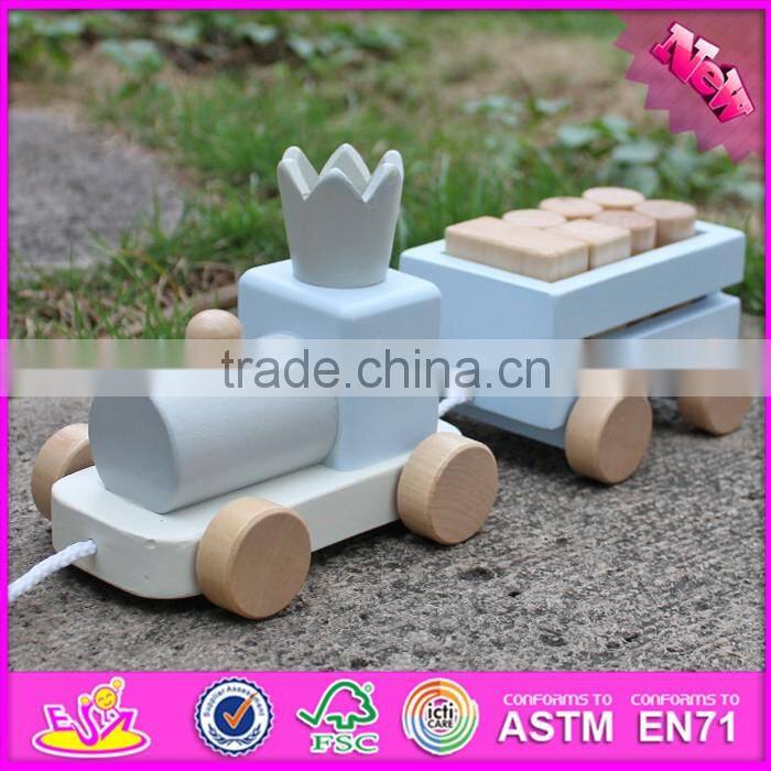 2017 new design children educational toy wooden trains with animals blocks W05C084