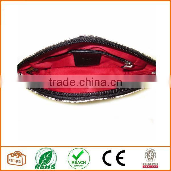 Leather Cosmetic Pouch Python Black