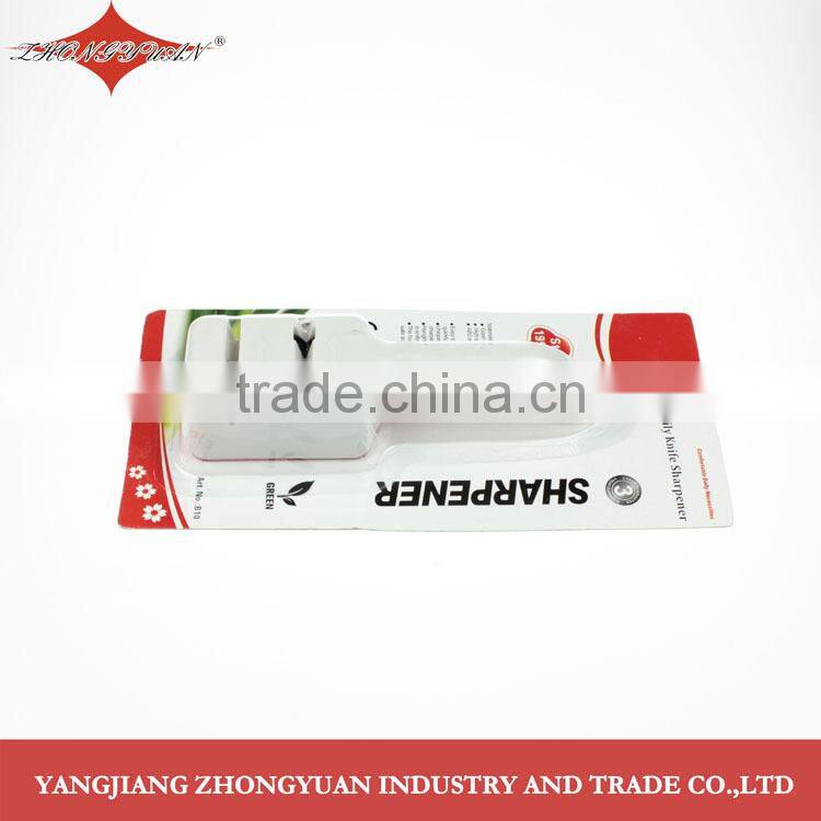 Precision edge 3 stage knife or scissors sharpener with long safety handle