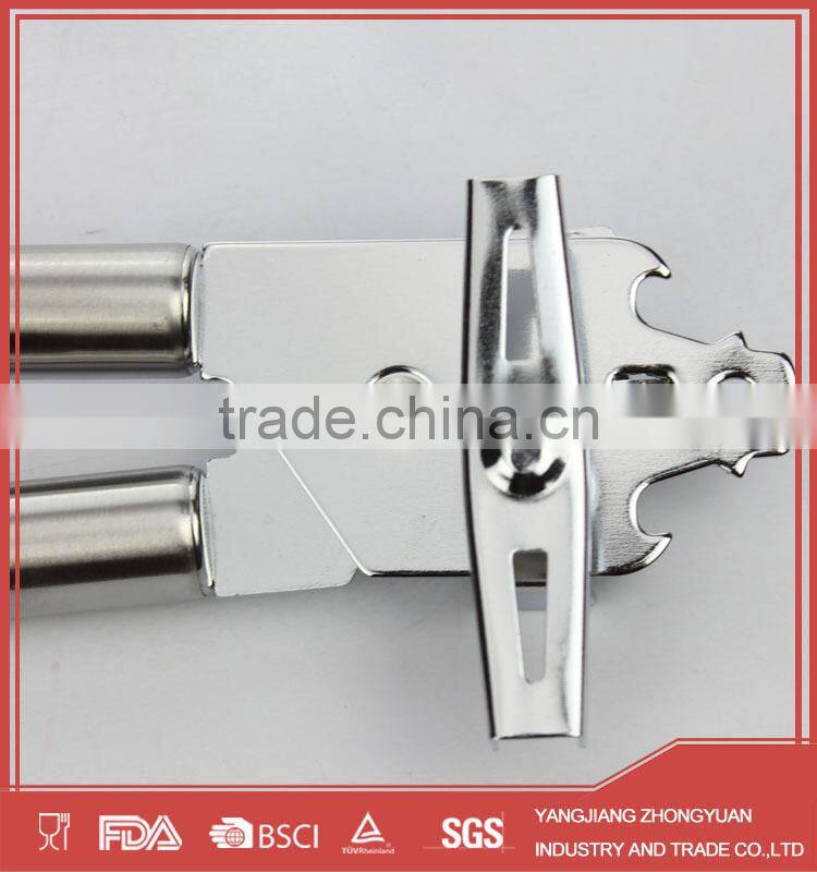 Stainless steel can opener and bottle opener with stainless steel handle