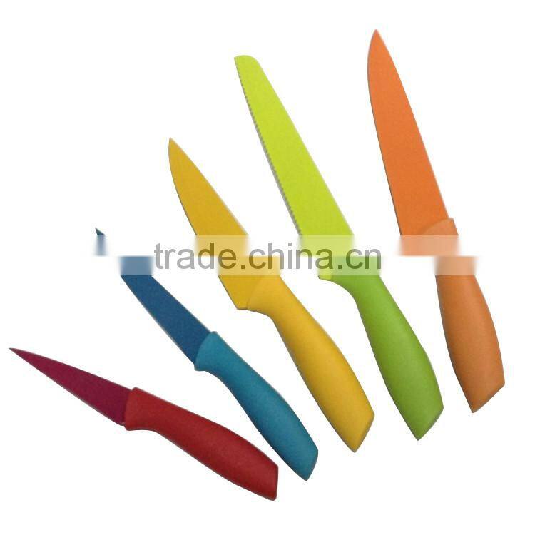 Stainless steel kitchen knife with color coating