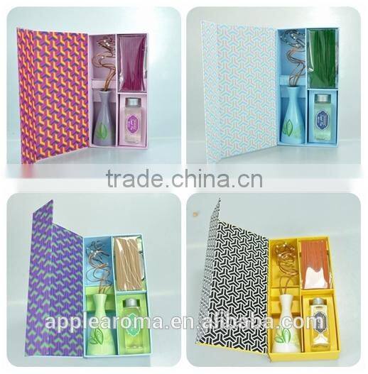 Rattan stick aroma diffuser oil in ceramic bottle, incense set
