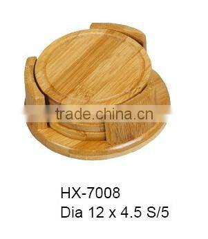 Bamboo Coaster Set with a Natural Finish, Each Measures 4x4" & Prevents Condensation
