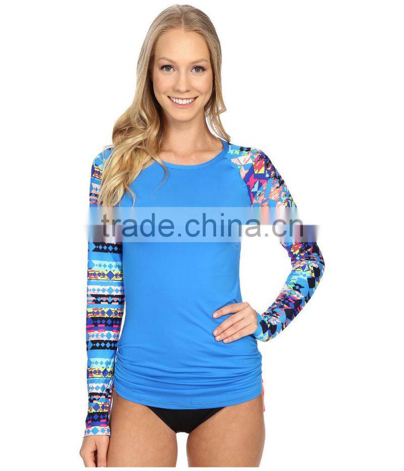 Long Raglan Sleeve Swim Shirt Woman UV Wetsuits Long Sleeve Rash Guard Top Swimsuit Tee Women