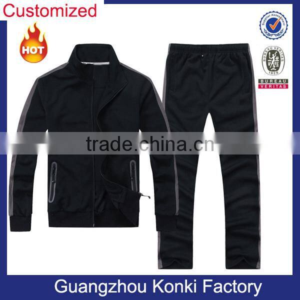 Top quality fashion design black cotton track suit for men and women