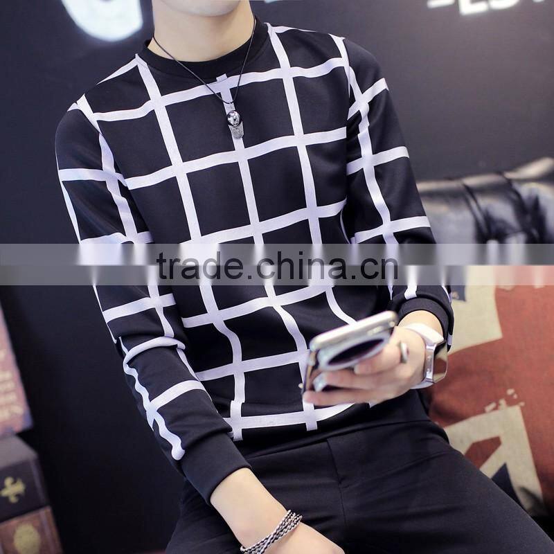 M314 Latest Wholesale Custom Boy Grid Lines Sweater For Men