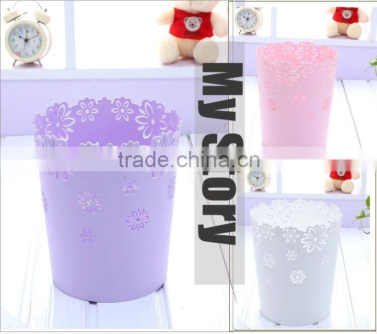 flower design plastic deskside waste basket middle east market garbage can