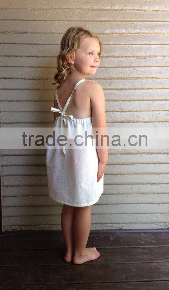 Fashion Printed Beach Girl Dress Of 9 years old with Front Tassel