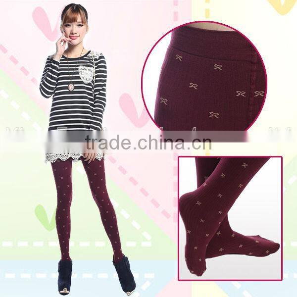 The winter bowknot jacquard velvet and thicken big yards leggings
