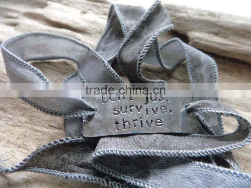 fabric cloth metal chain wrap Bracelet, hand woven silk bracelet, Korea silk ribbon bow bracelet