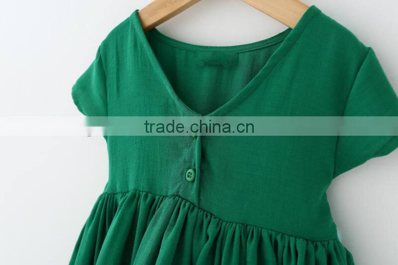 Boutique Children Clothing Green Ruffle Dress Girl Princess Dresses Wholesale