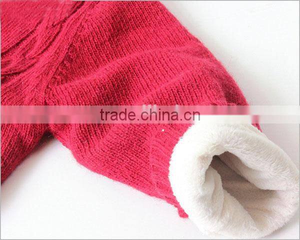 Baby girls woolen knitted dress with fleece lining