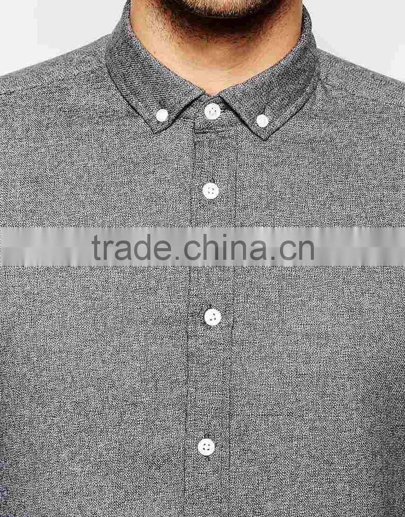 soften wash Shirt in Grey Marl with Long Sleeves